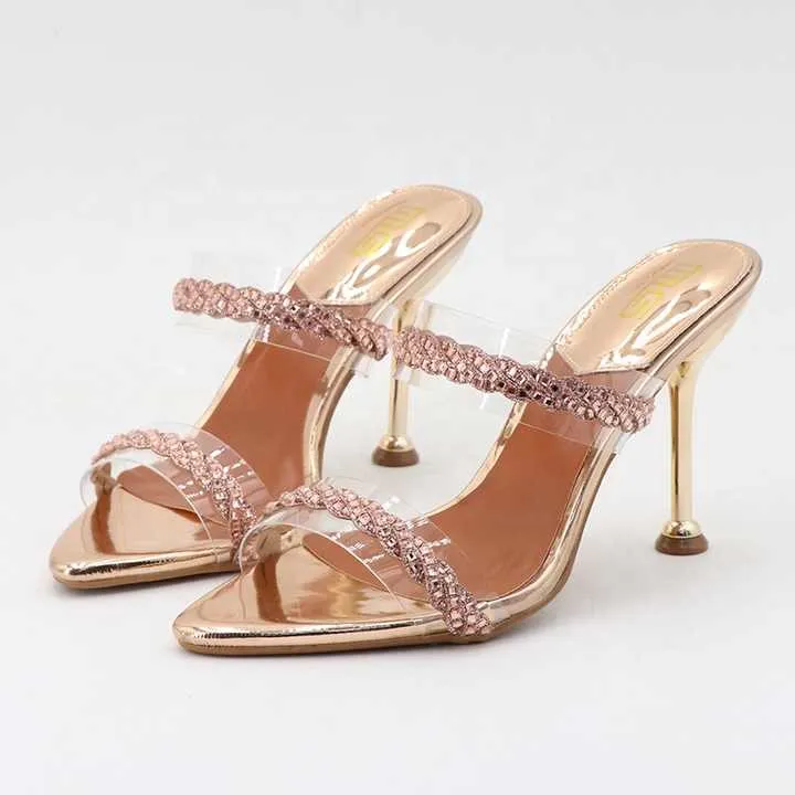 حذاء نسائي بكعب عالٍ فاخر أنيق - Fashion Luxury Ladies Rivet Heels