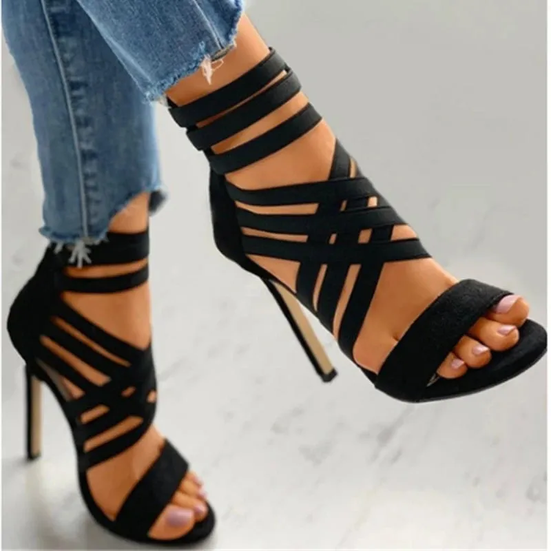 2022 New Summer Women's Shoes Sexy Open Toe Gladiator Shoes Women's High Heels Dress Party Wedding High Heels Sandals