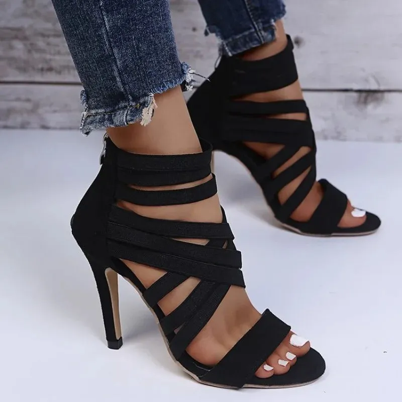 2022 New Summer Women's Shoes Sexy Open Toe Gladiator Shoes Women's High Heels Dress Party Wedding High Heels Sandals
