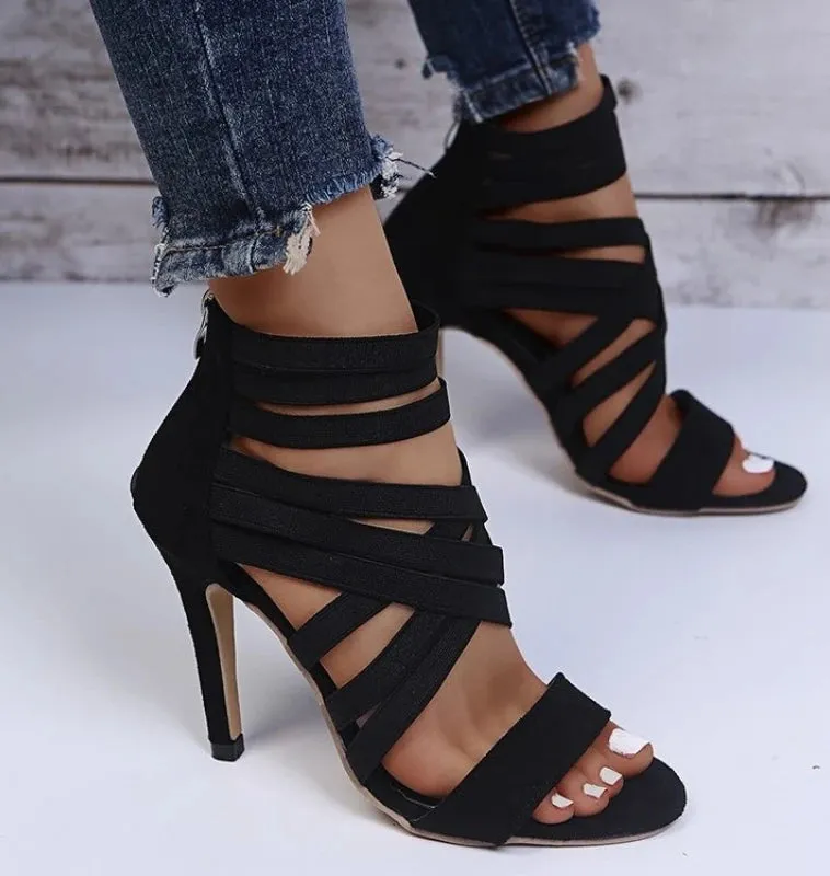 2022 New Summer Women's Shoes Sexy Open Toe Gladiator Shoes Women's High Heels Dress Party Wedding High Heels Sandals