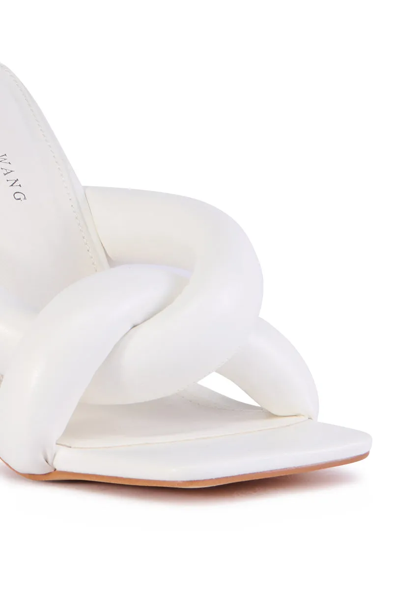AZALEA WANG CHRISTABEL WHITE PUFF SANDAL
