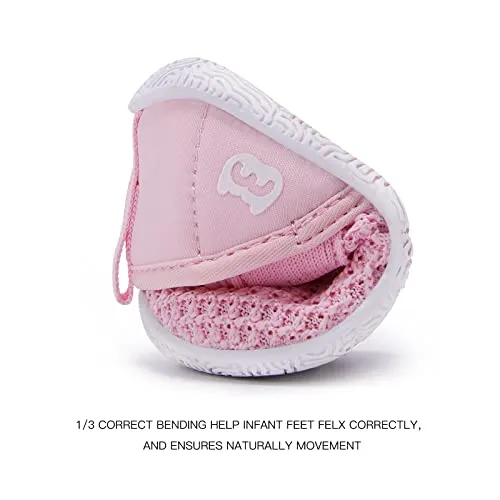 Baby Walking Shoes Girls Boys Toddler Sneakers Infant Non-Slip First Walker Shoes 6 9 12 18 24 Months Pink Size 12-18 Months