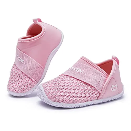 Baby Walking Shoes Girls Boys Toddler Sneakers Infant Non-Slip First Walker Shoes 6 9 12 18 24 Months Pink Size 12-18 Months
