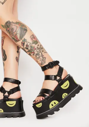 Black Keep Smiling Platform Sandals
