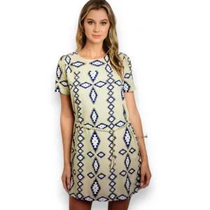 Boho Tribal Short Sleeve Mini Dress