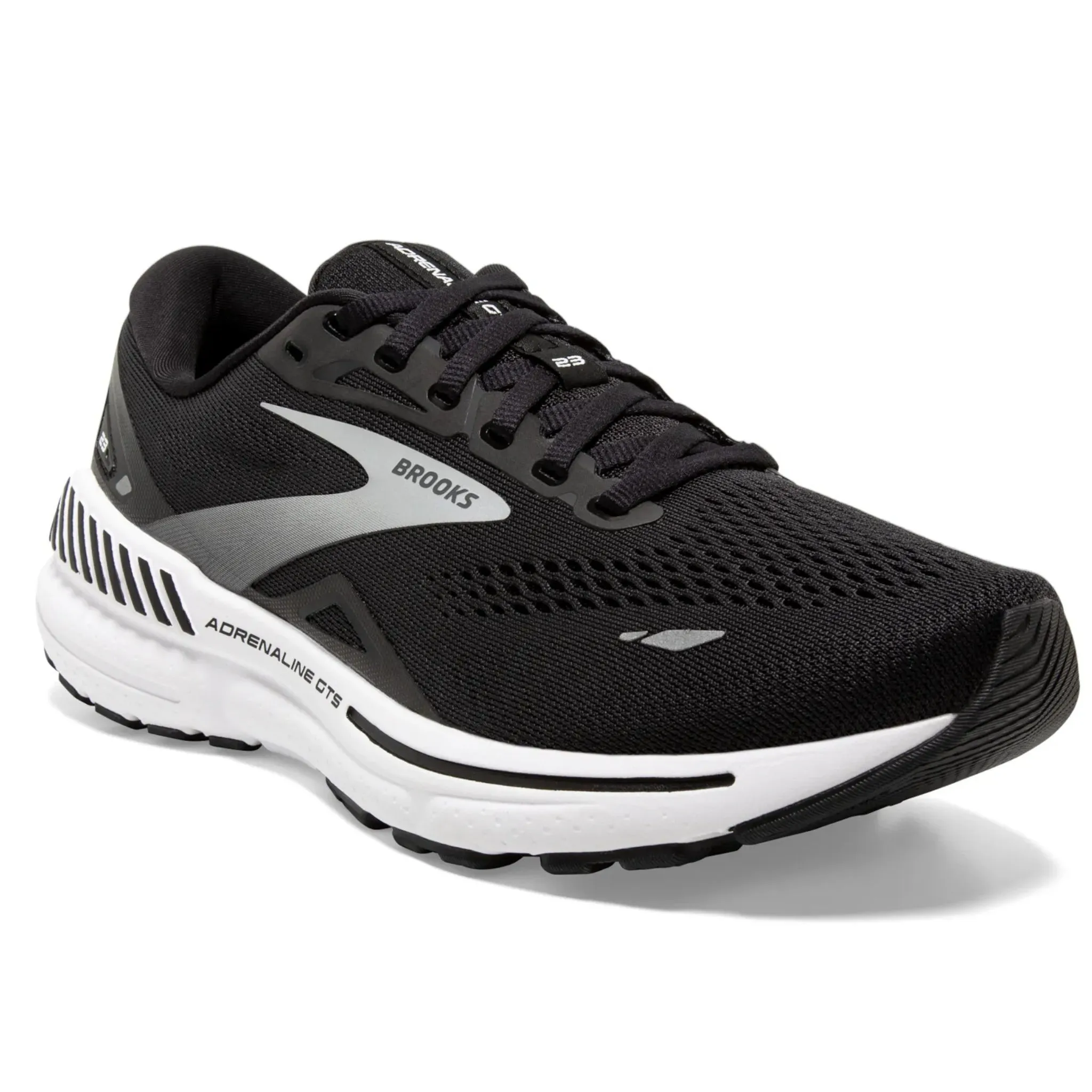 Brooks Men's 110391 004 Adrenaline GTS 23 Black White Silver Cushion Support Running Shoes