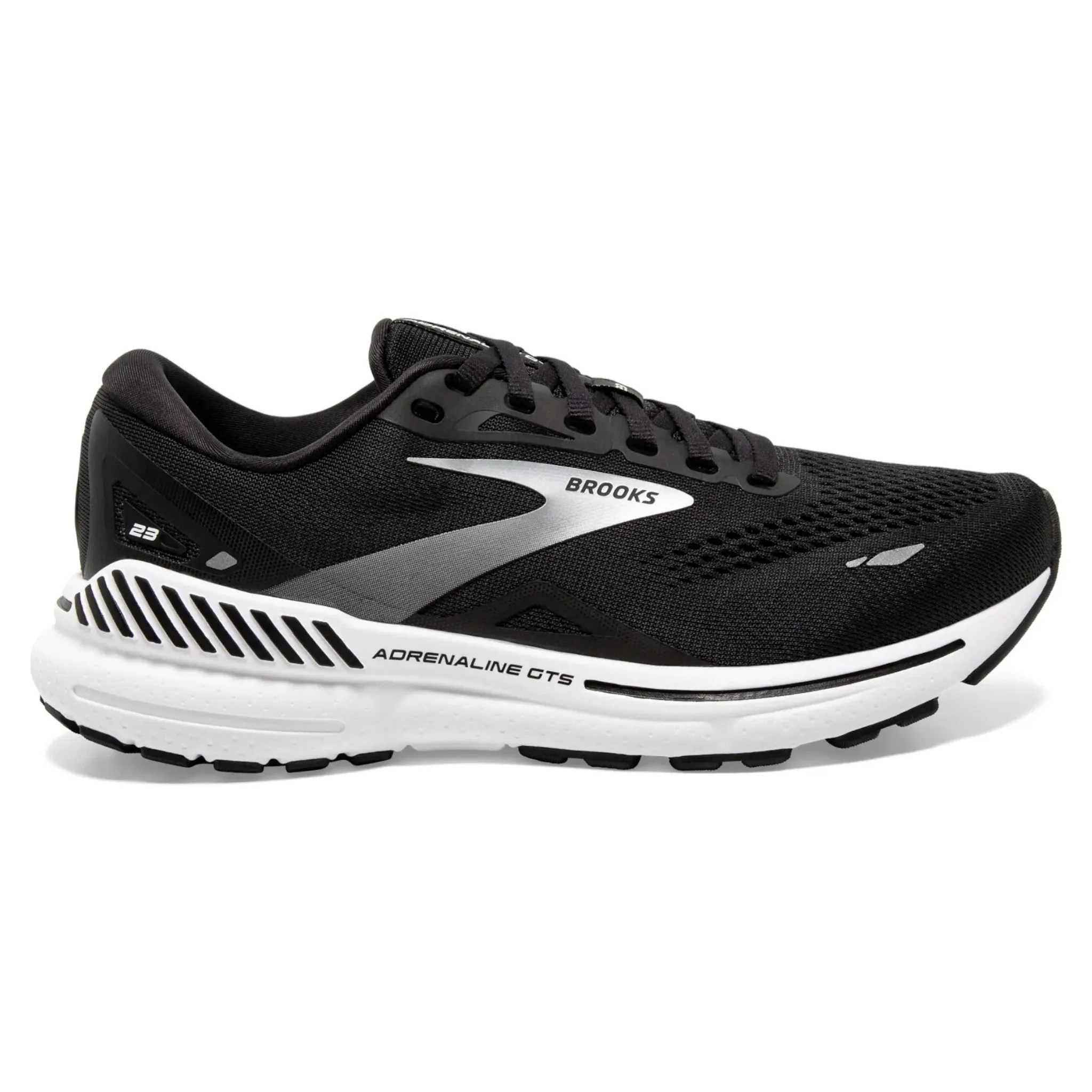 Brooks Men's 110391 004 Adrenaline GTS 23 Black White Silver Cushion Support Running Shoes