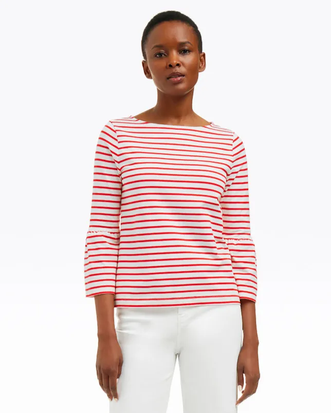 Corey Bell Sleeve Top in Red Mariner Stripe