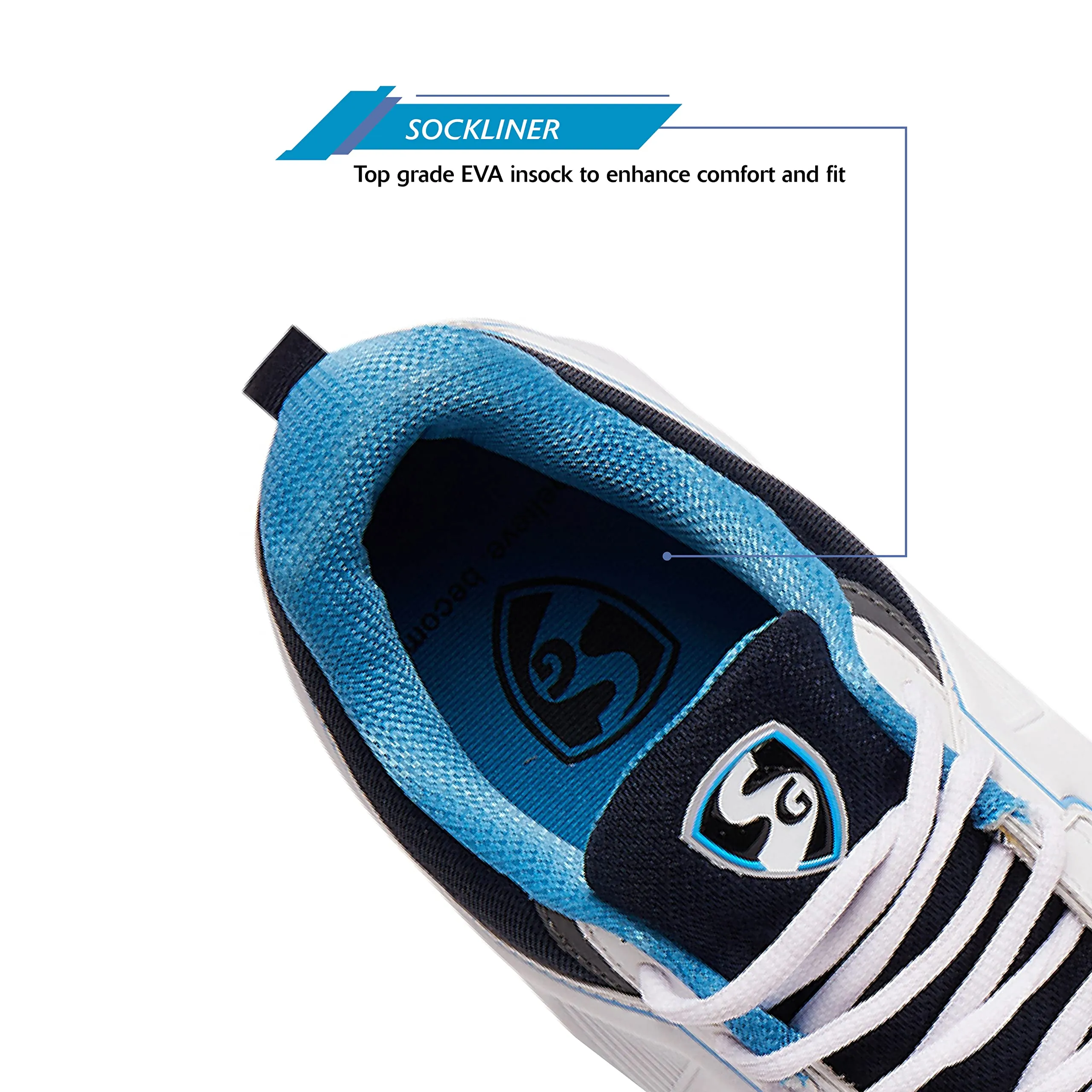 Cricket Rubber Stud Club 5 0 White/Navy/Teal