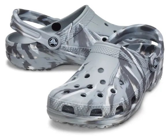 Crocs Unisex Classic Marbled Clog - Light Grey / Multi