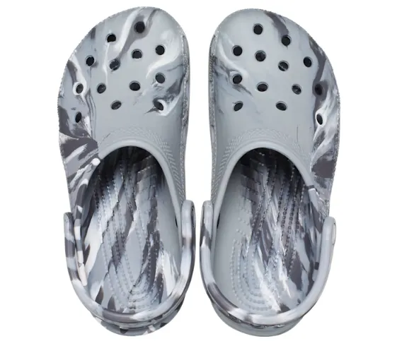 Crocs Unisex Classic Marbled Clog - Light Grey / Multi
