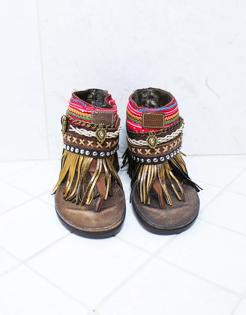 Custom Made Boho Sandals in Brown | SIZE 38