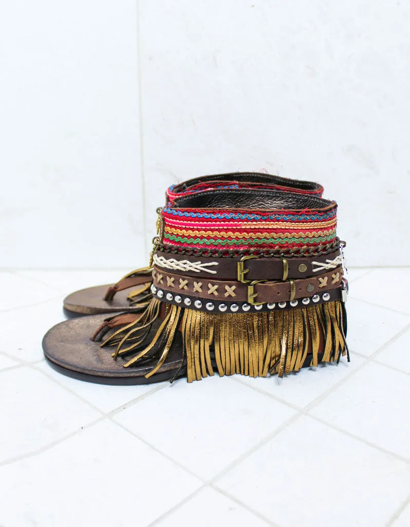 Custom Made Boho Sandals in Brown | SIZE 38