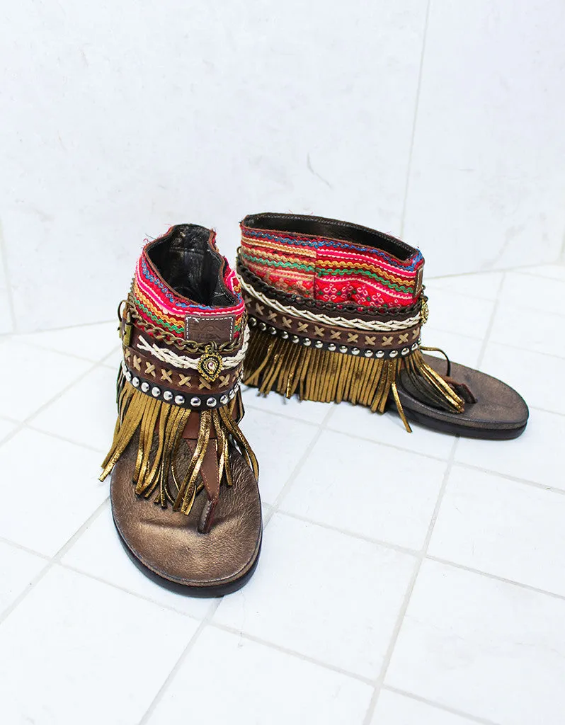Custom Made Boho Sandals in Brown | SIZE 38
