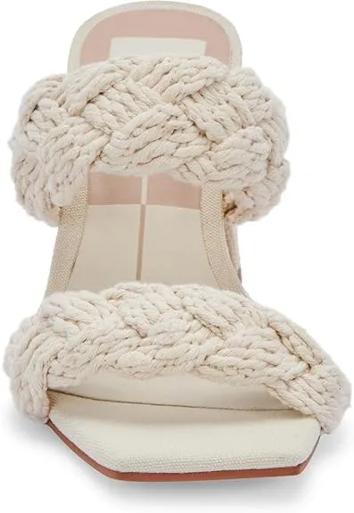 Dolce Vita Play Ivory Rope Slip On Squared Open Toe Block Heeled Dress Sandals