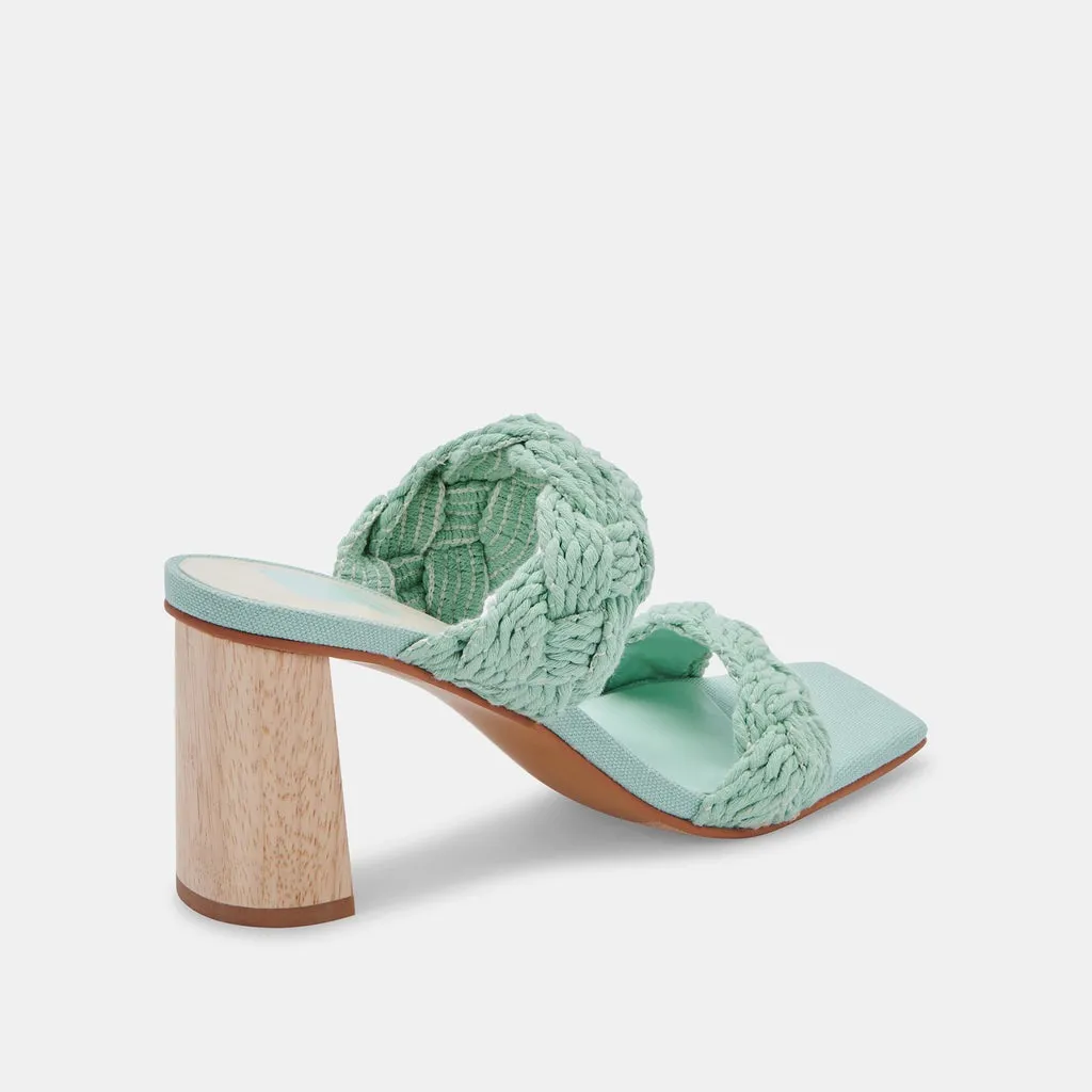 Dolce Vita Play Mint Rope Slip On Squared Open Toe Block Heeled Dress Sandals