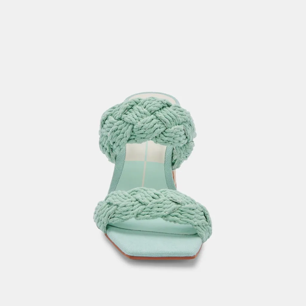 Dolce Vita Play Mint Rope Slip On Squared Open Toe Block Heeled Dress Sandals