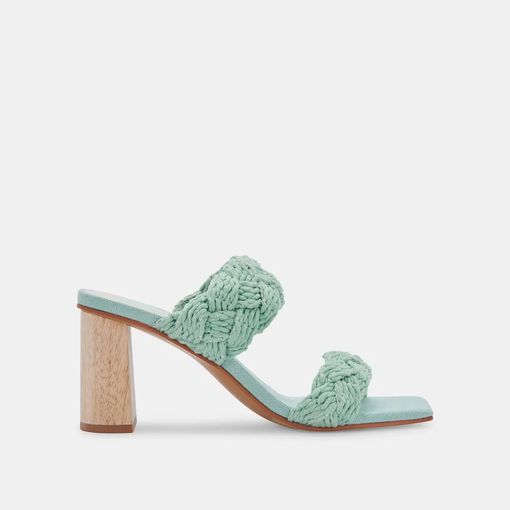 Dolce Vita Play Mint Rope Slip On Squared Open Toe Block Heeled Dress Sandals