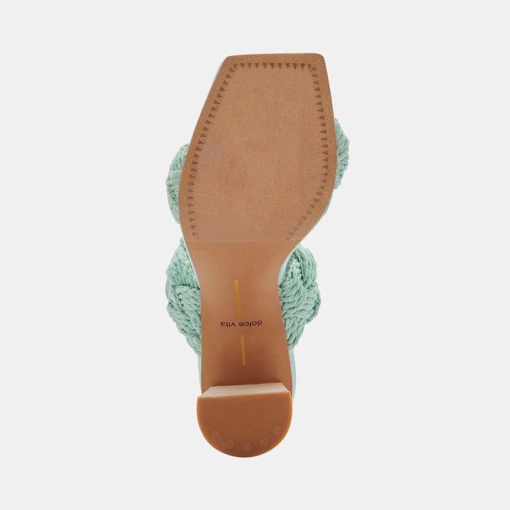Dolce Vita Play Mint Rope Slip On Squared Open Toe Block Heeled Dress Sandals