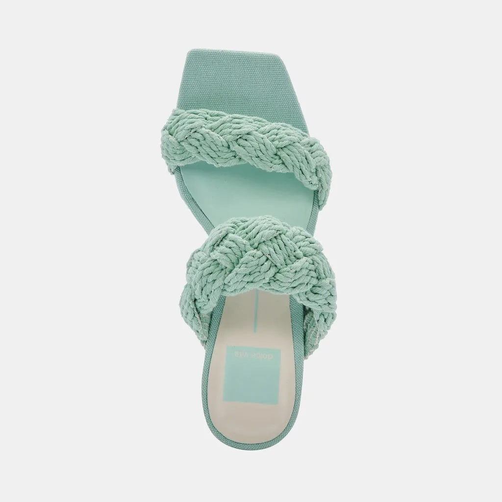 Dolce Vita Play Mint Rope Slip On Squared Open Toe Block Heeled Dress Sandals