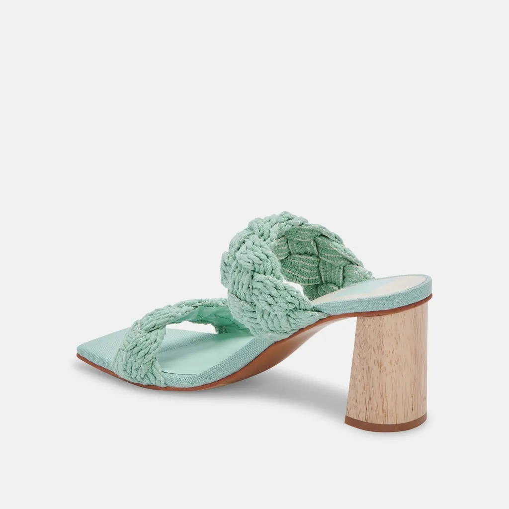 Dolce Vita Play Mint Rope Slip On Squared Open Toe Block Heeled Dress Sandals