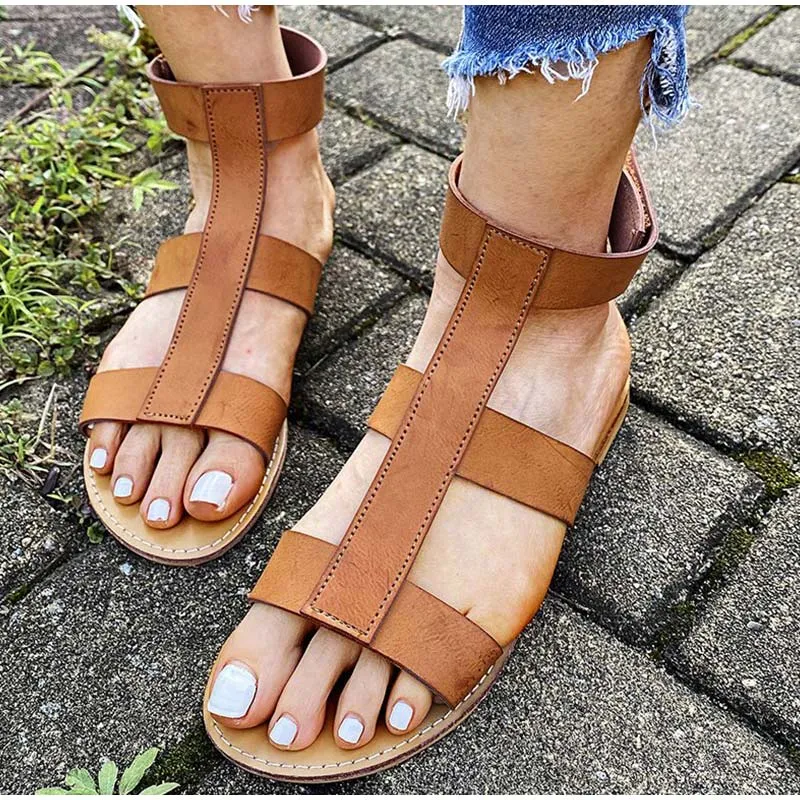 elveswallet Ankle Hook & Loop Flat Sandals