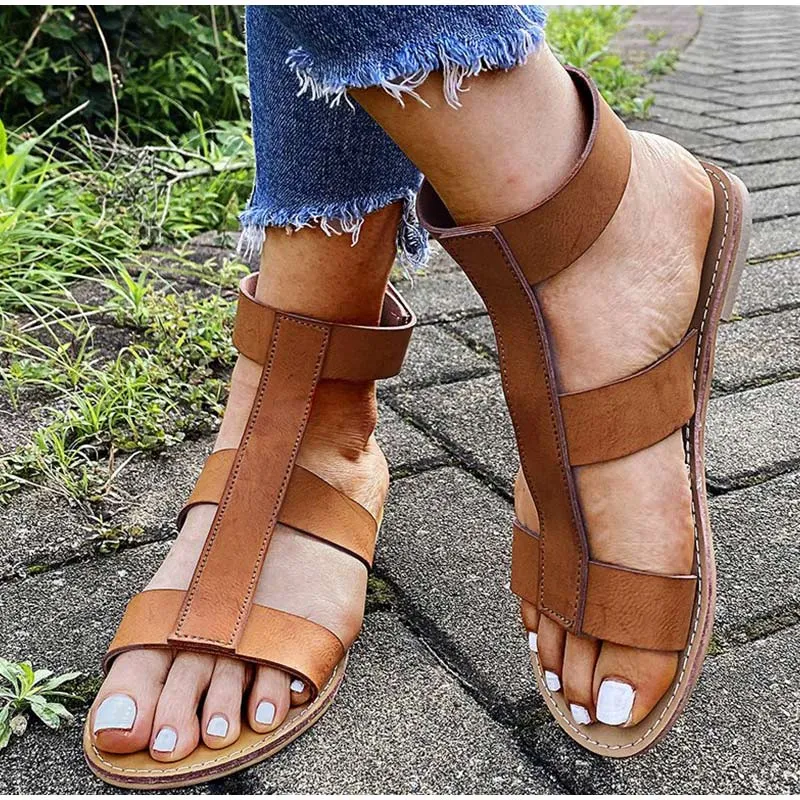 elveswallet Ankle Hook & Loop Flat Sandals