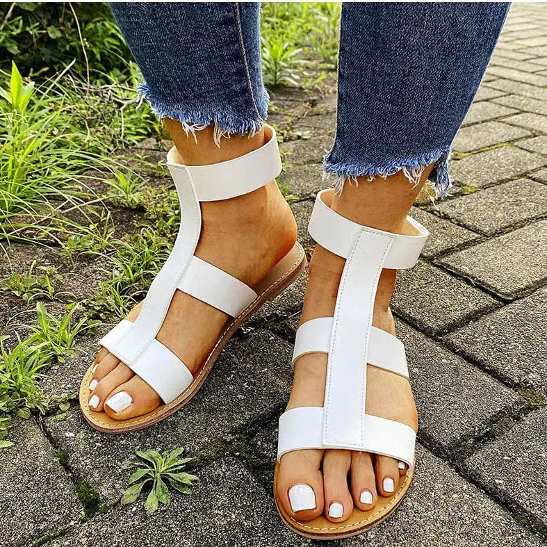 elveswallet Ankle Hook & Loop Flat Sandals