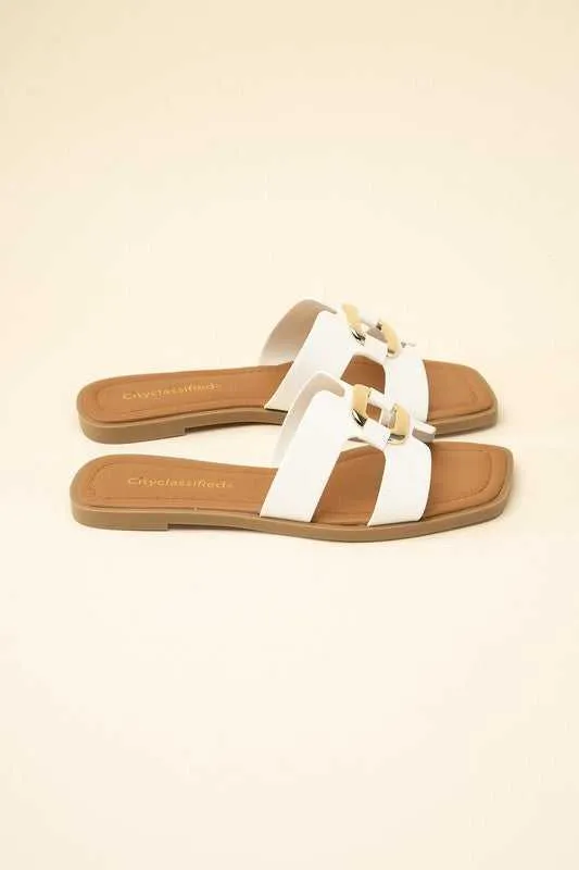 FENG-S FLAT CASUAL SLIDES