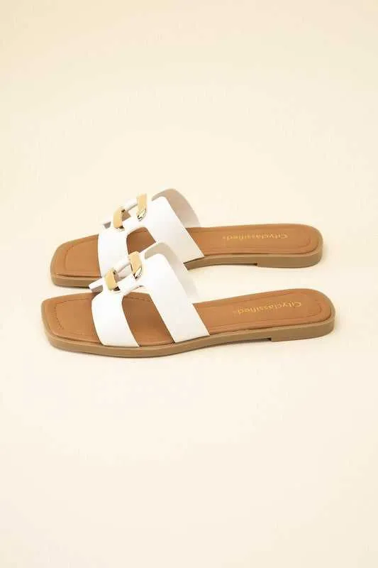 FENG-S FLAT CASUAL SLIDES