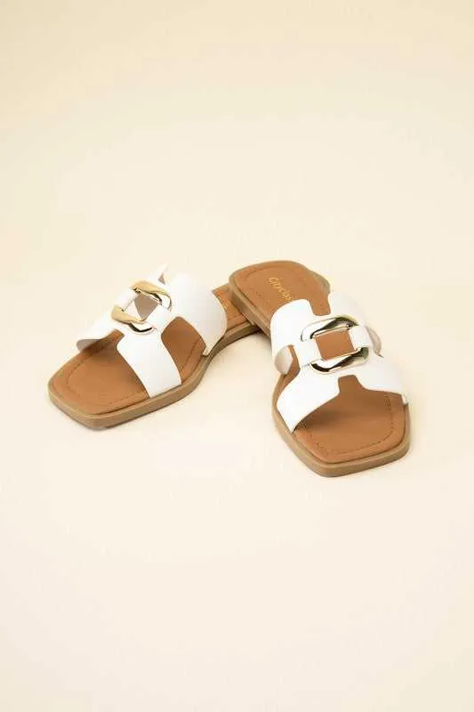 FENG-S FLAT CASUAL SLIDES