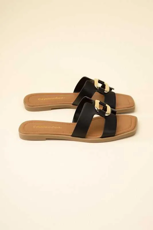 FENG-S FLAT CASUAL SLIDES