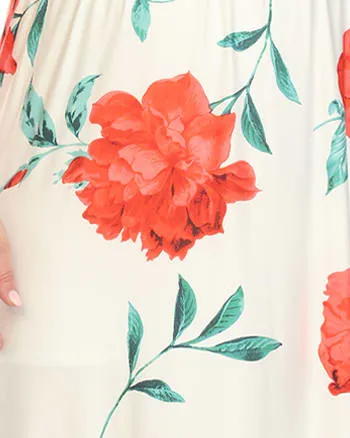 Floral Strap Maxi Dress | White Red