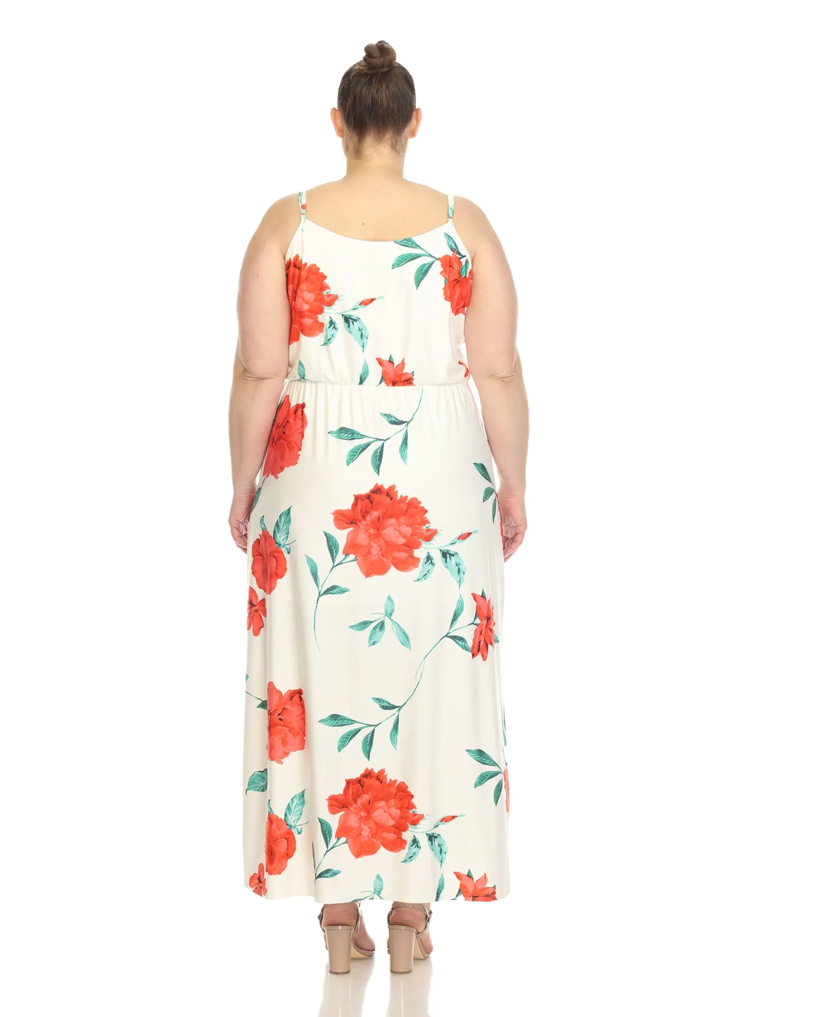 Floral Strap Maxi Dress | White Red