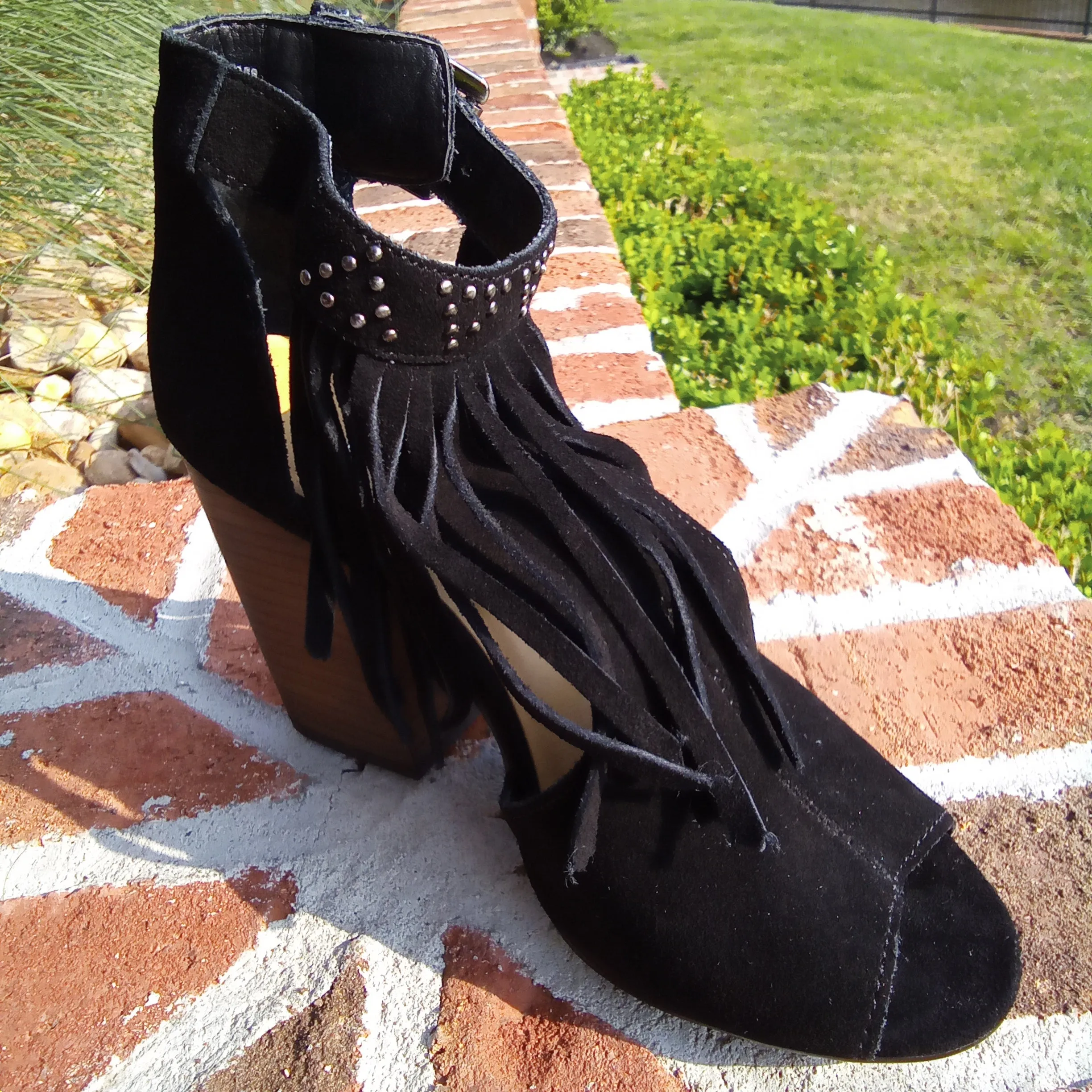 Fringe Suede Block Heel Sandal | Chinese Laundry Boho