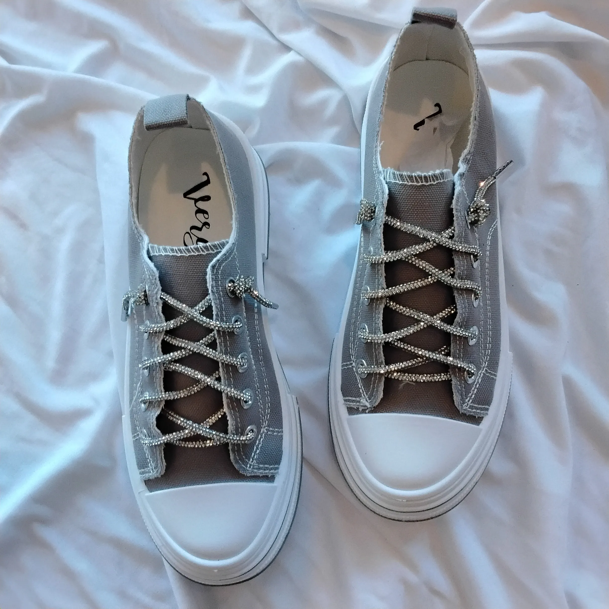 Glitzy Shoe String Grey Sneakers | Very G - Aman