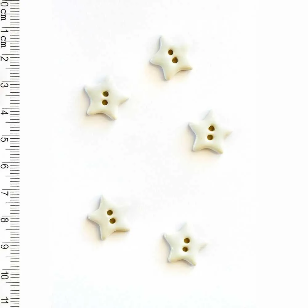 Handmade Buttons White Stars - Set of 5 (L235)