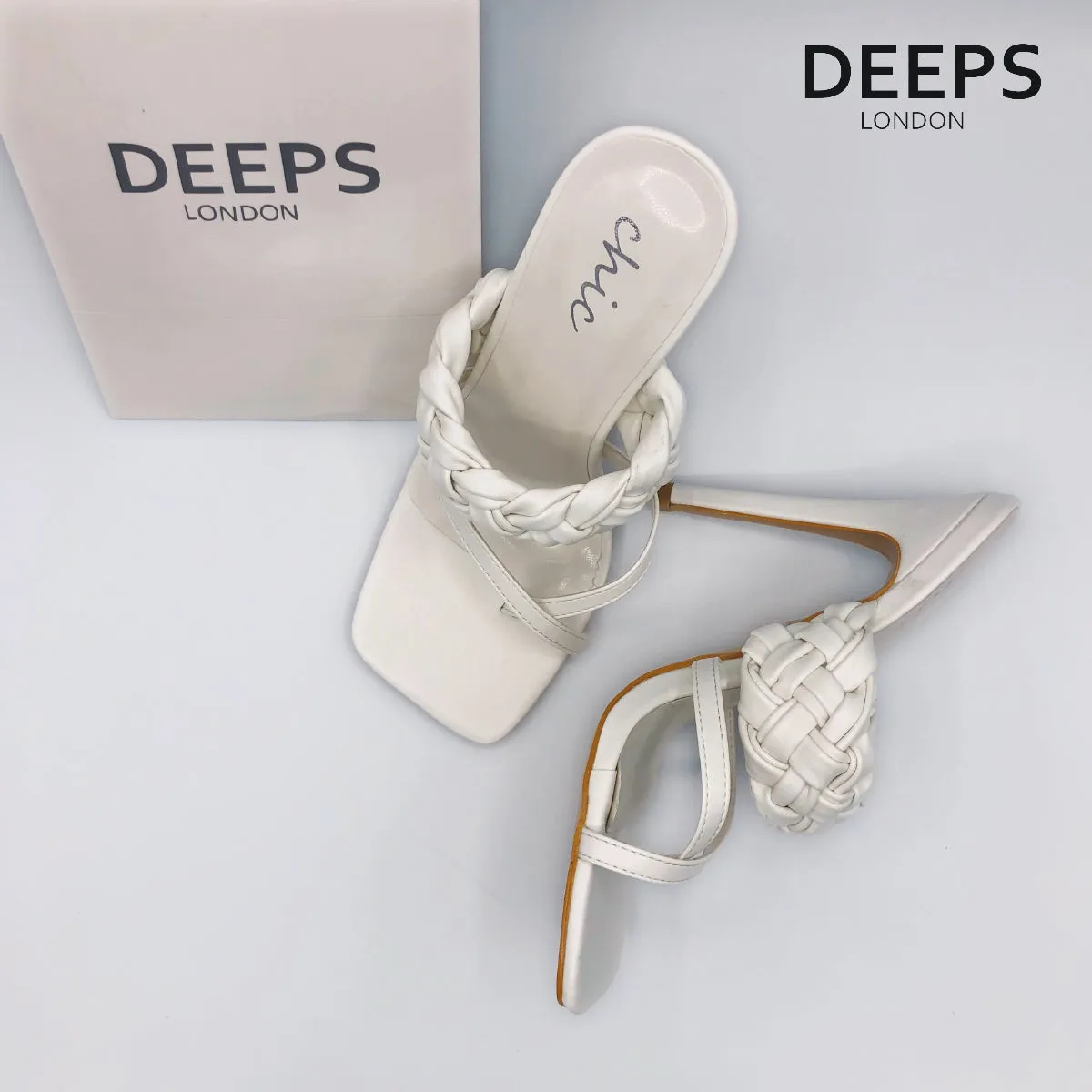JIA - CROSS OVER TOE POST BRAIDED HEELS NUDE