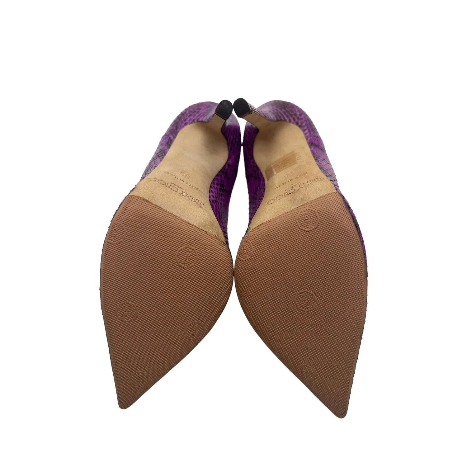 Jimmy Choo Glossy Elaphe Orchid Heels - Sz. 36