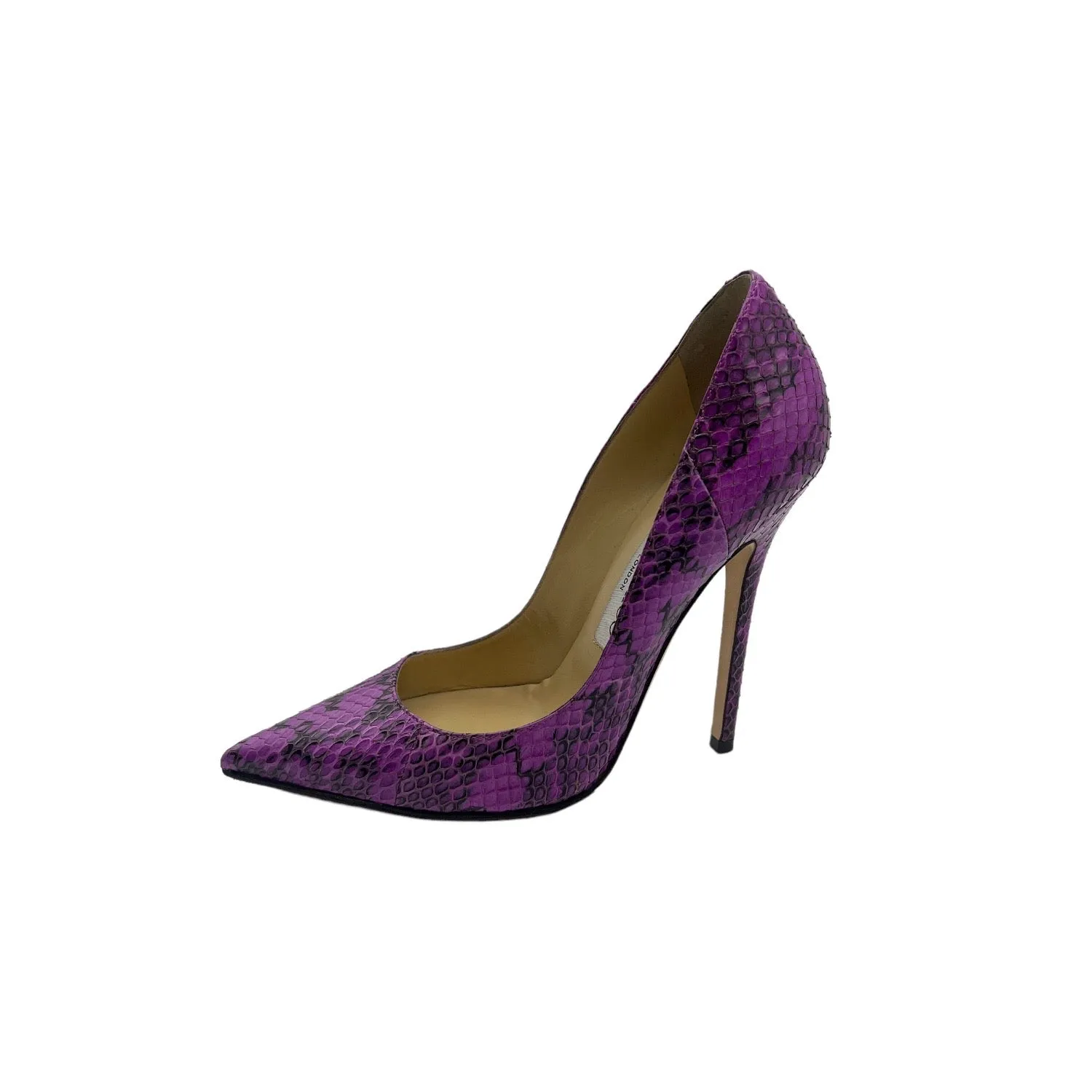 Jimmy Choo Glossy Elaphe Orchid Heels - Sz. 36