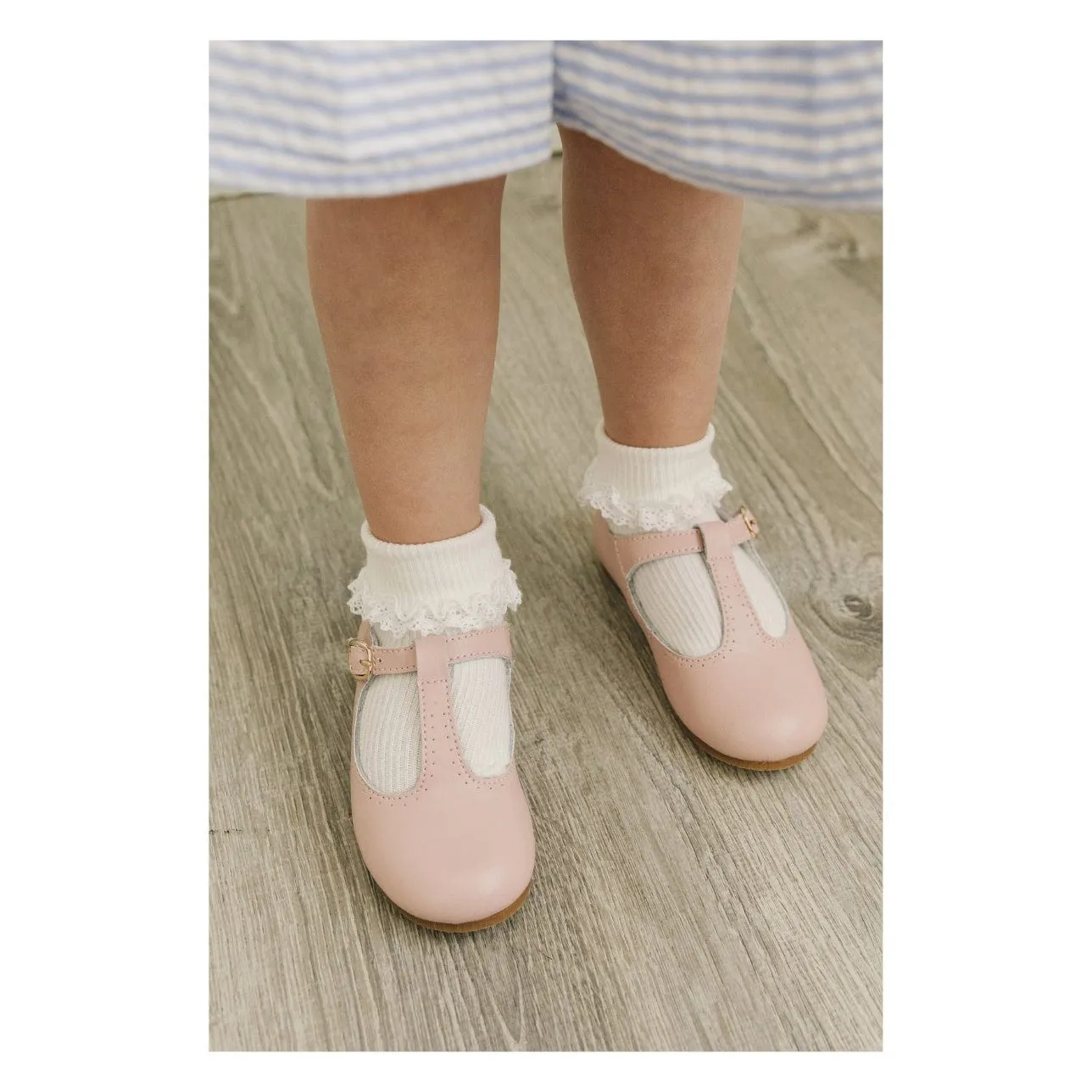 L'Amour Eleanor T-Strap Flat in Pink