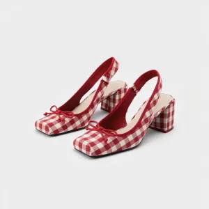 Lolita Retro Gingham Square Toe Mary Janes