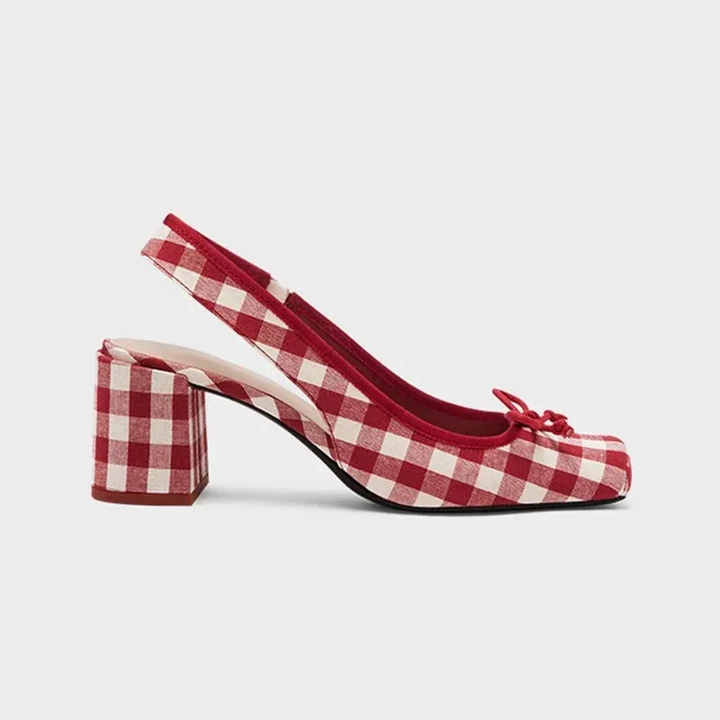 Lolita Retro Gingham Square Toe Mary Janes
