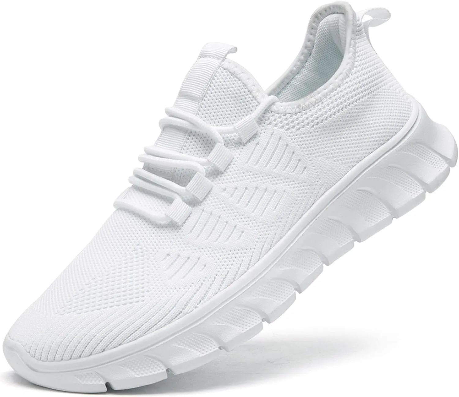 Men Tennis Shoes Running - Gym Sneakers Shoes Walking Workout Non Slip Athletic Slip on Breathable Mesh Comfortable Lightweight Casual Sports White 8