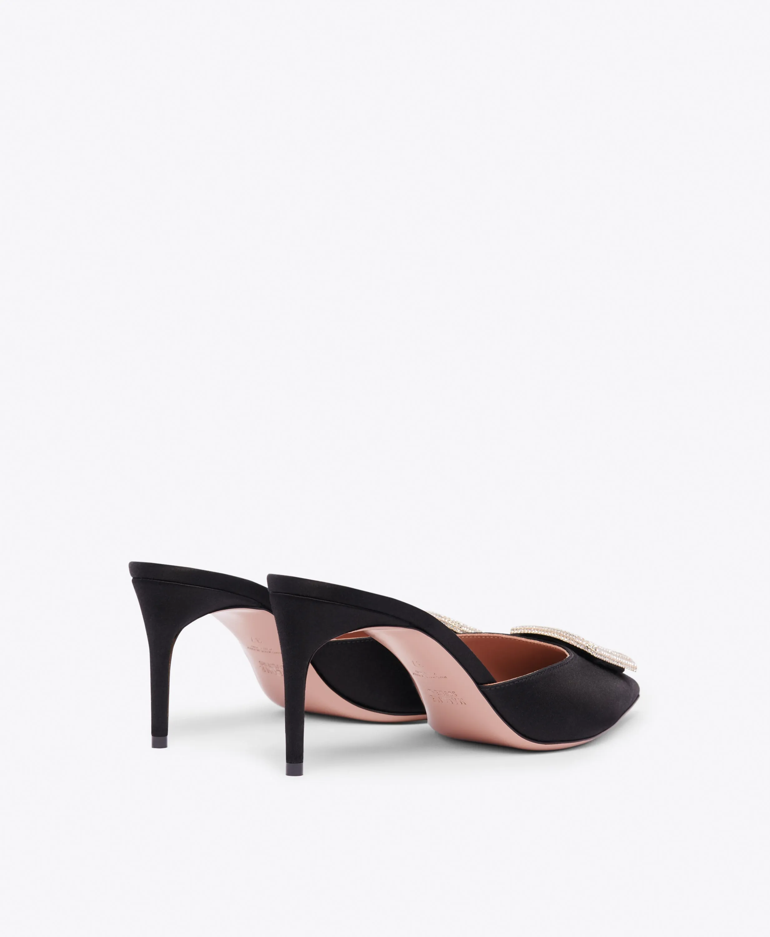 Mona 70 Black Satin Mules