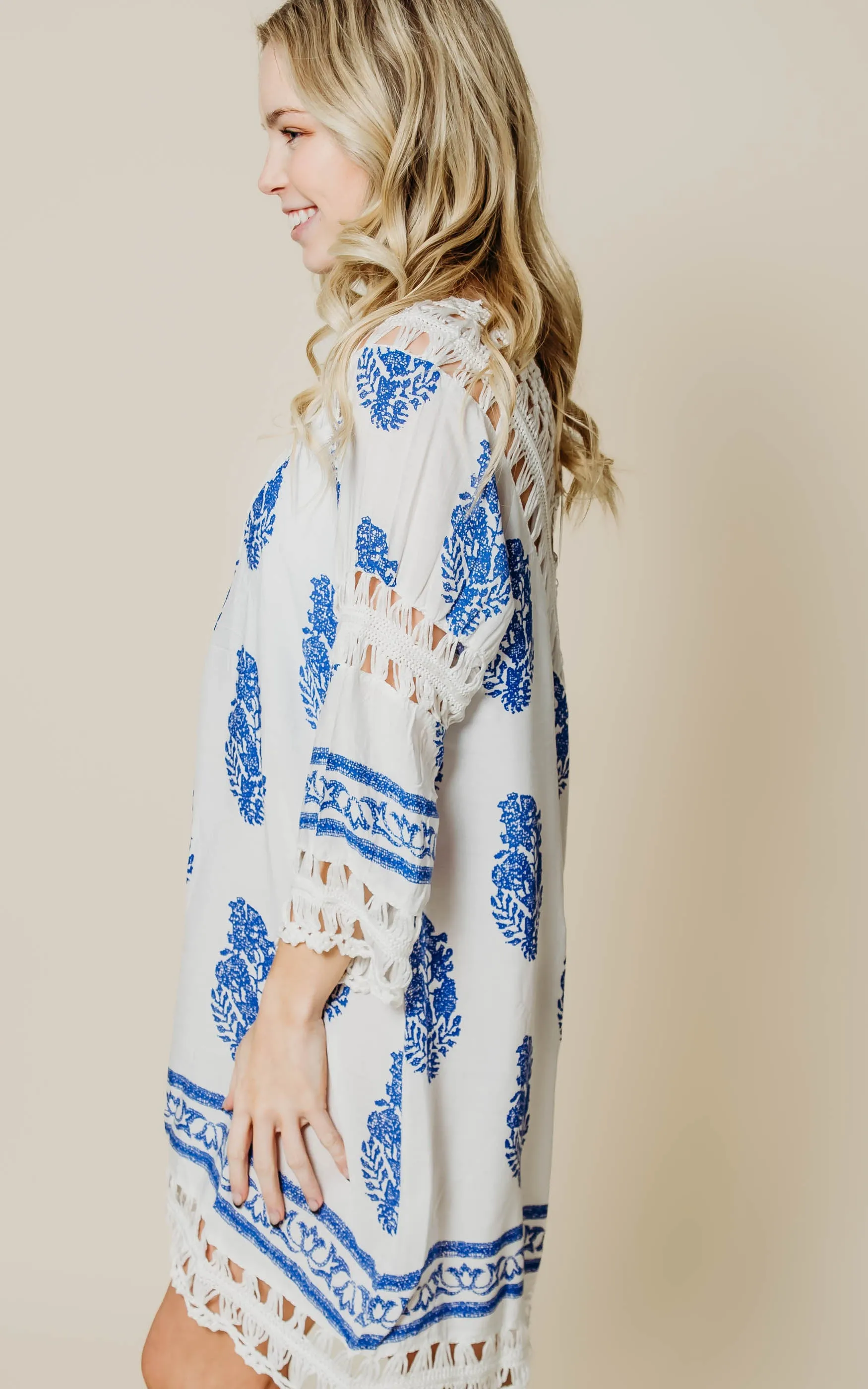 Nautical Crochet White Dress - Final Sale