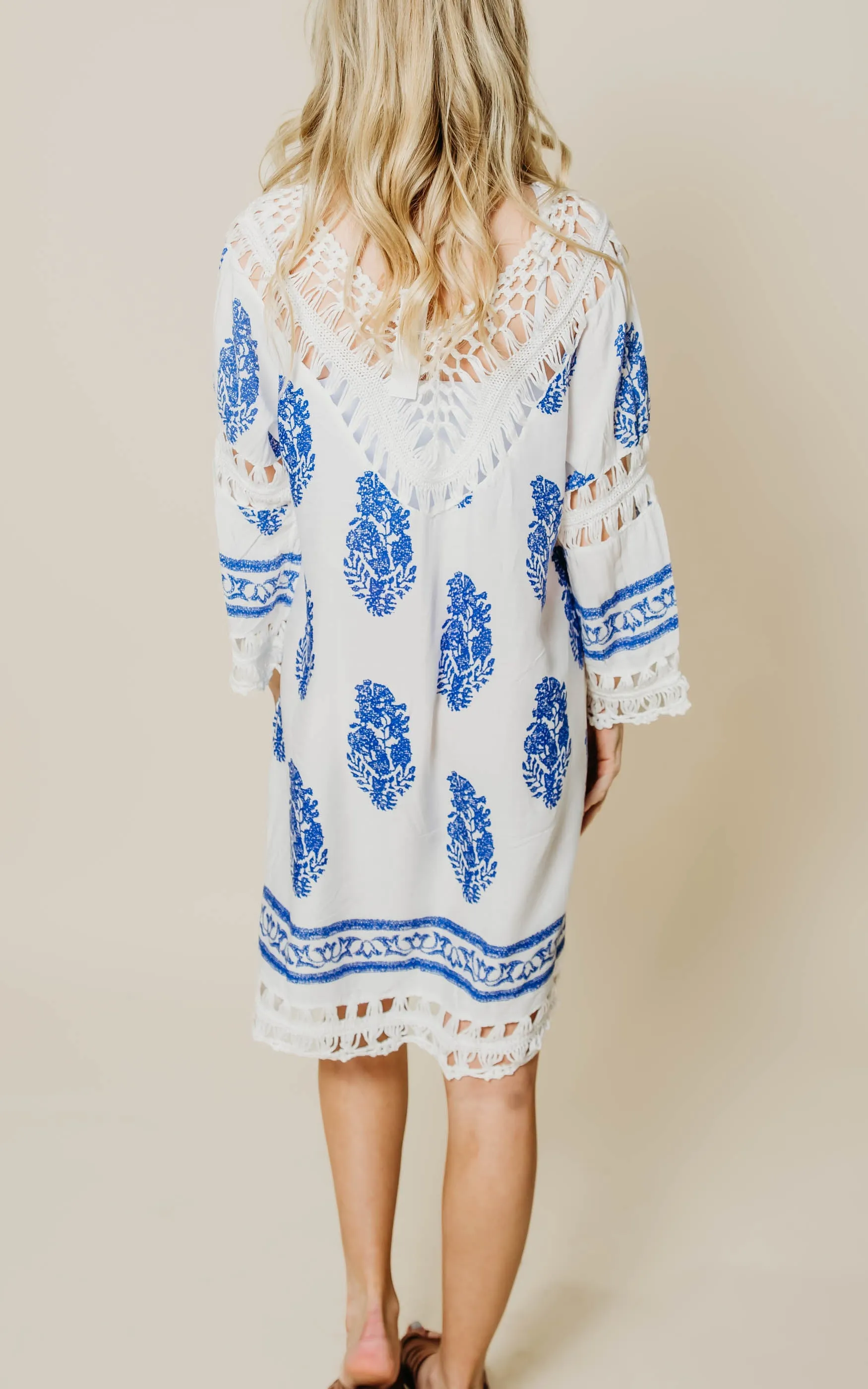 Nautical Crochet White Dress - Final Sale