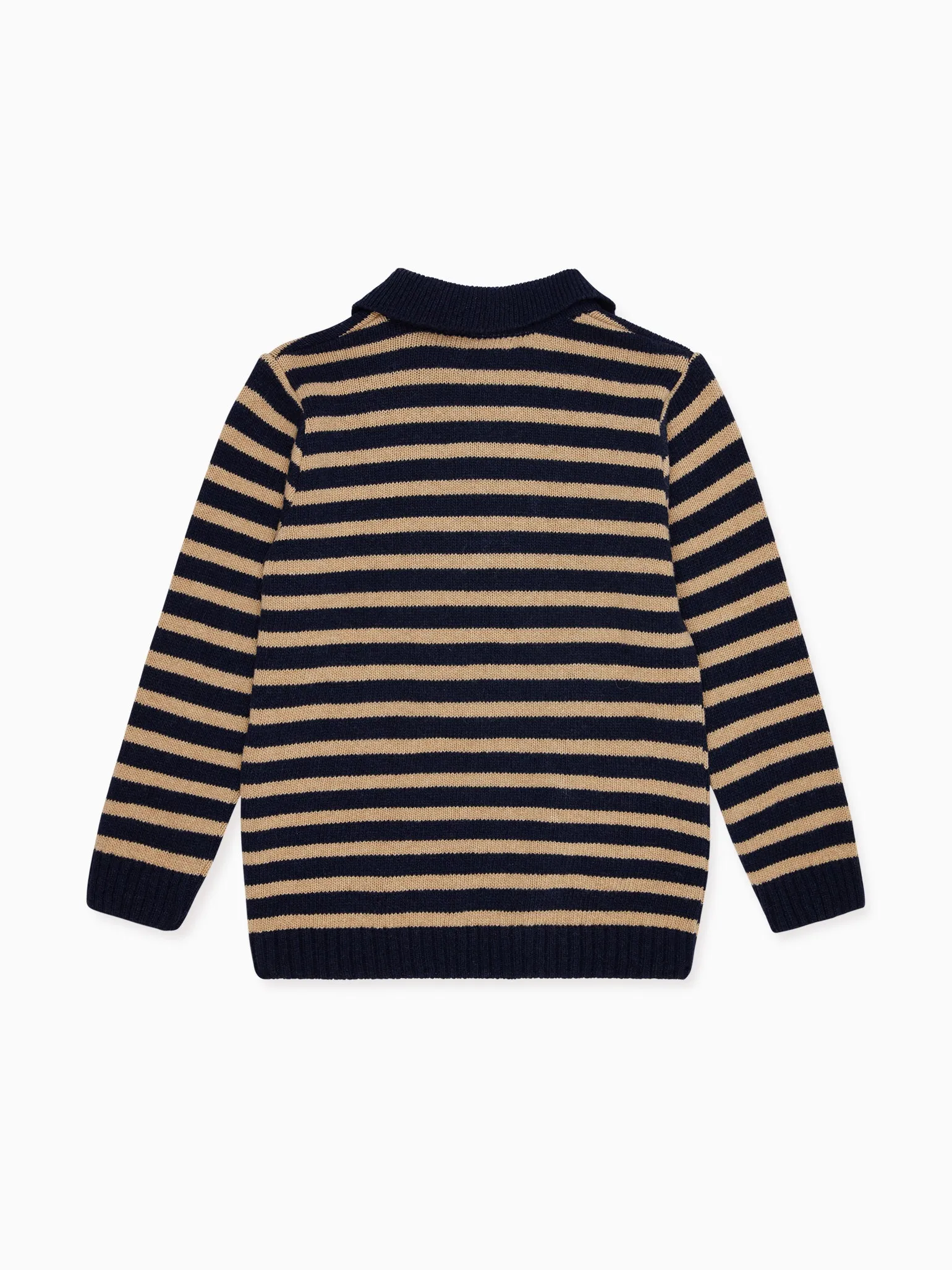 Navy & Brown Stripe Brio Merino Boy Jumper