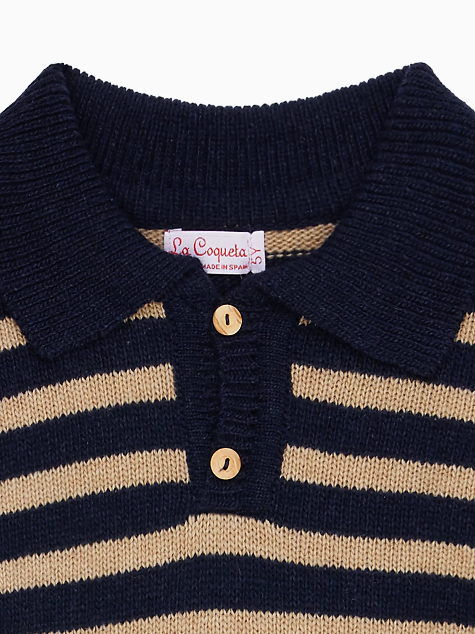 Navy & Brown Stripe Brio Merino Boy Jumper