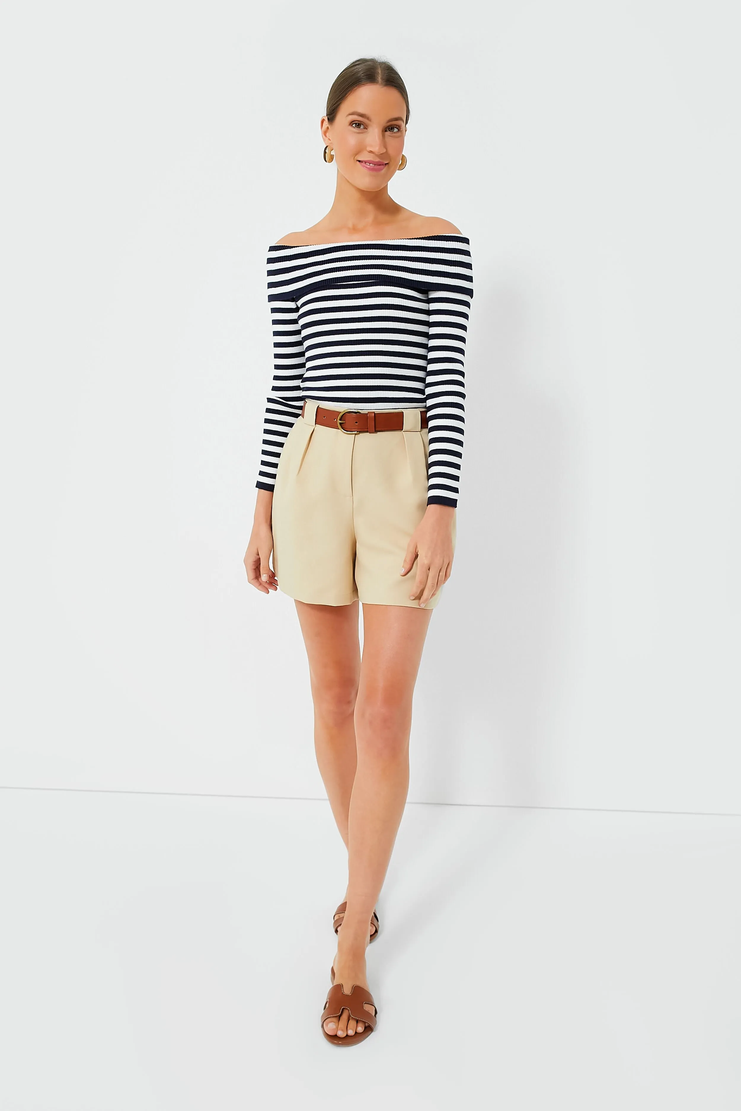 Navy Stripe Off The Shoulder Reese Top